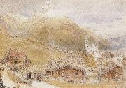 Albert goodwin,r.w.s A Sunday Morning in Engelberg,Switzerland (mk37) oil